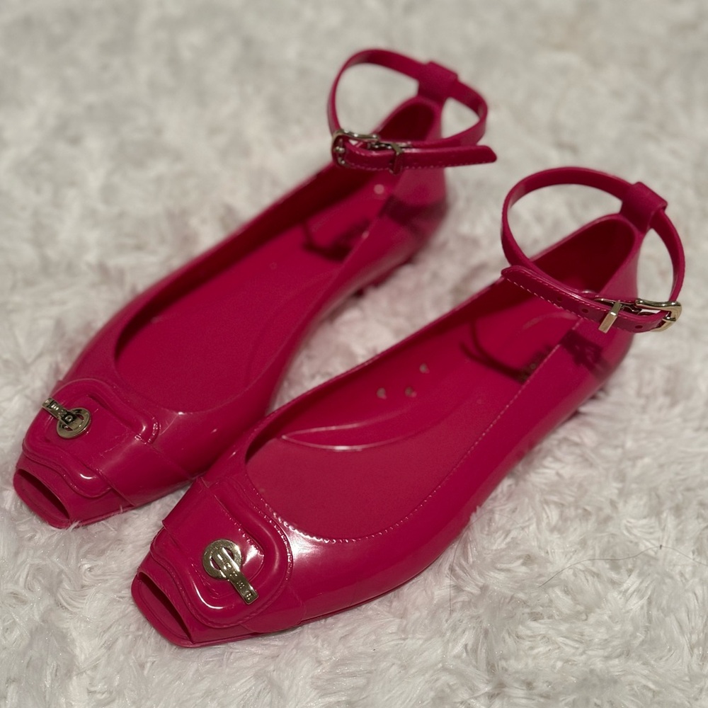Fendi Pink Ankle Strap Flats